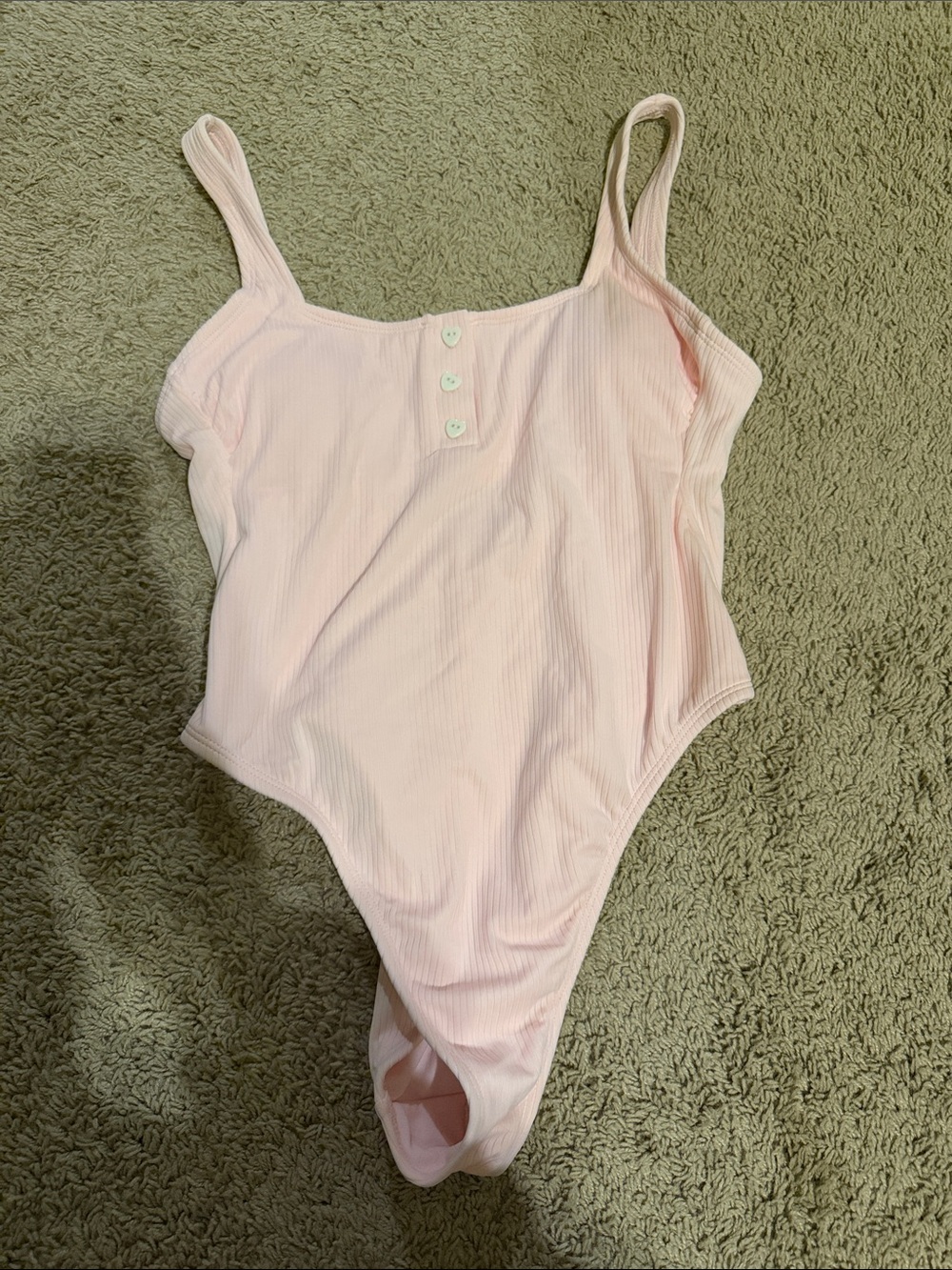 Ribbed Light Pink One-Piece Swimsuit